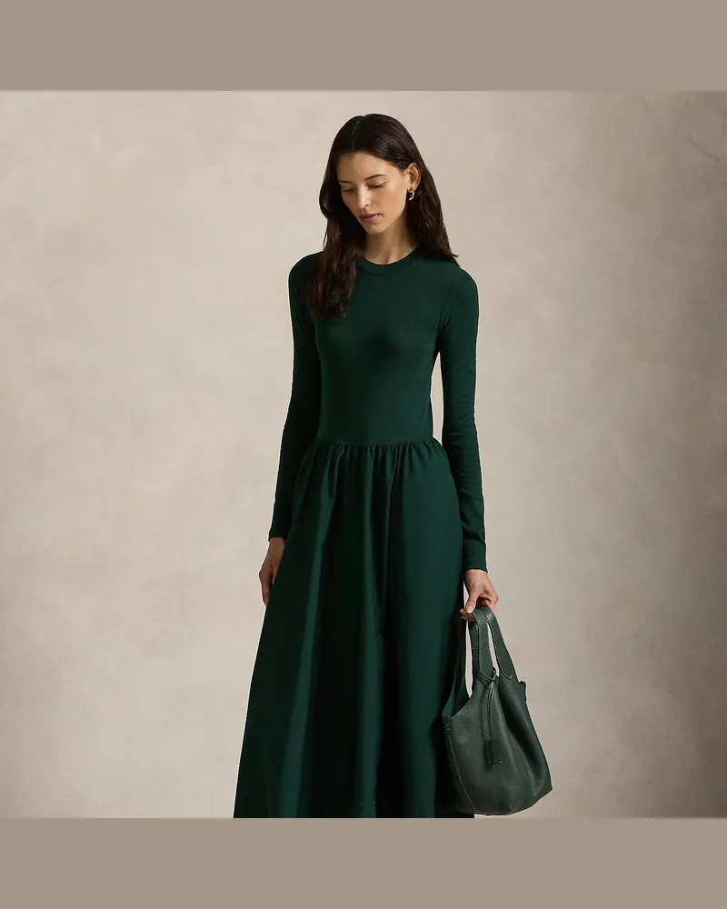 Ralph Lauren Langärmliges Baumwollkleid Green