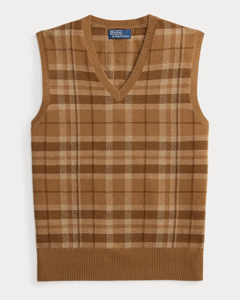 Ralph Lauren Karierter Kaschmirpullunder Brown