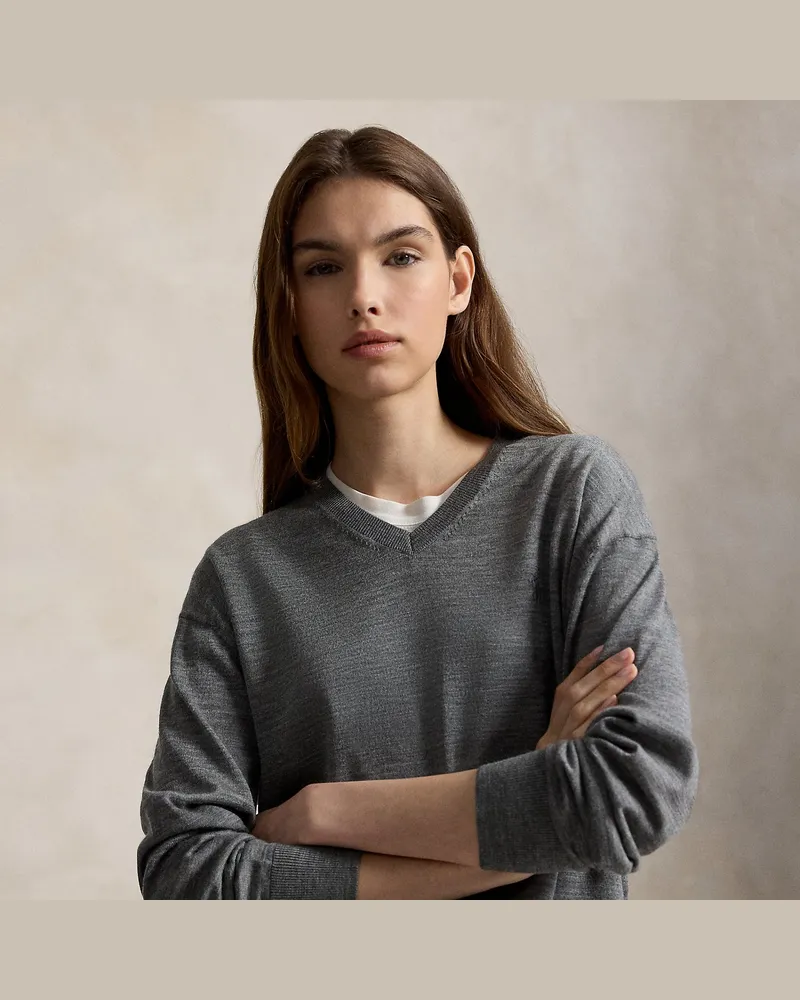 Ralph Lauren Wollpullover mit V-Ausschnitt Grey