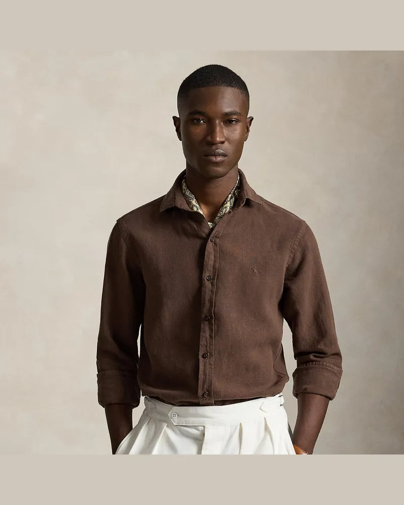 Ralph Lauren Custom-Fit Leinenhemd Brown