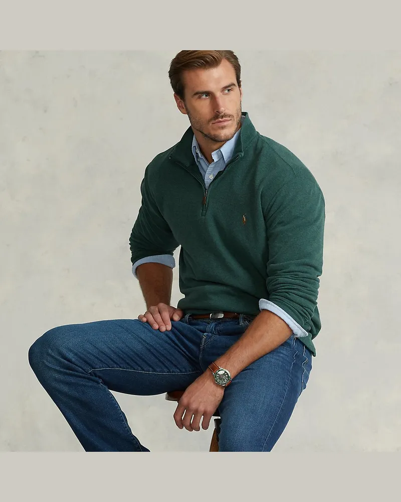 Ralph Lauren Große Größen - Rippenpullover mit Reißverschluss Green