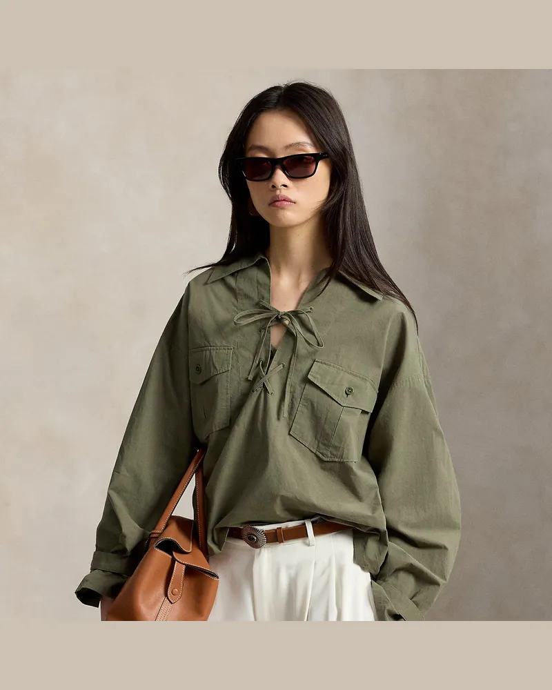 Ralph Lauren Baumwollhemd mit Schnürdetail Green