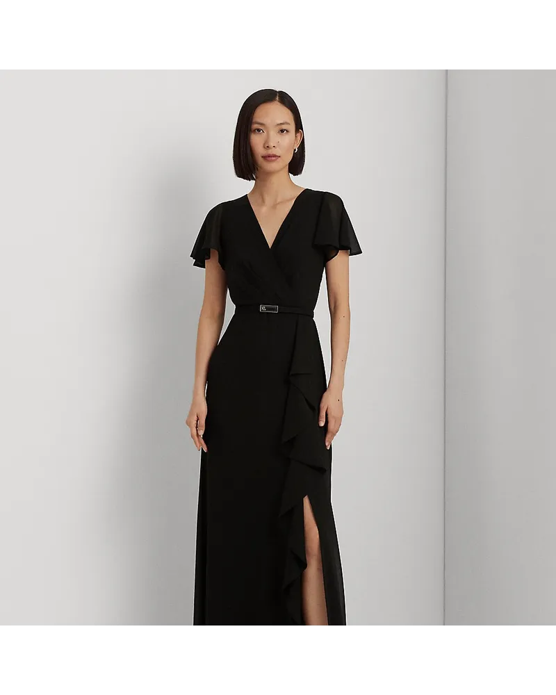 Ralph Lauren Abendkleid mit Schmetterlingsärmeln Black