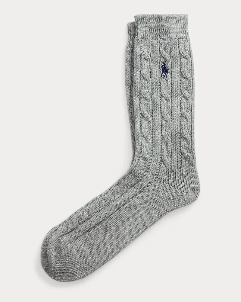 Ralph Lauren Crew-Socken mit Zopfmuster Grey