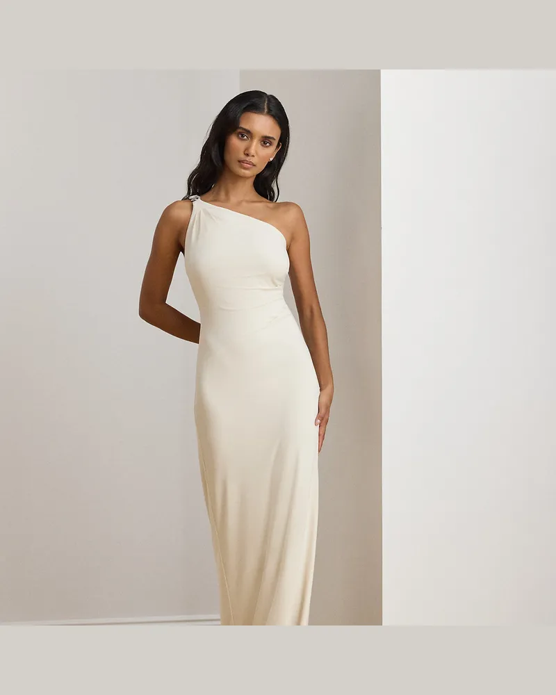 Ralph Lauren Einschultriges Kleid aus Jersey Cream