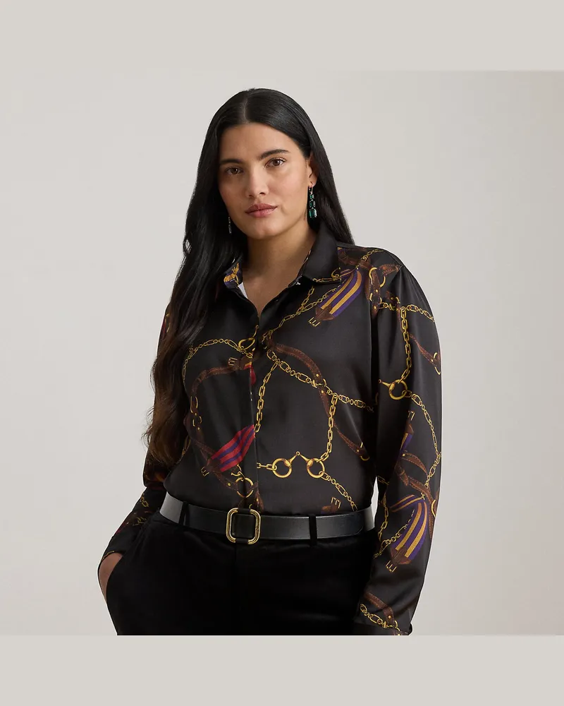 Ralph Lauren Plus Größen - Classic-Fit Satinhemd mit Gürteldruck Black
