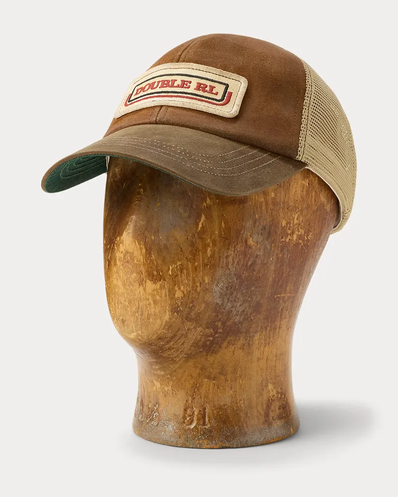 Ralph Lauren Wildleder-Truckerkappe mit Logoaufnäher Brown