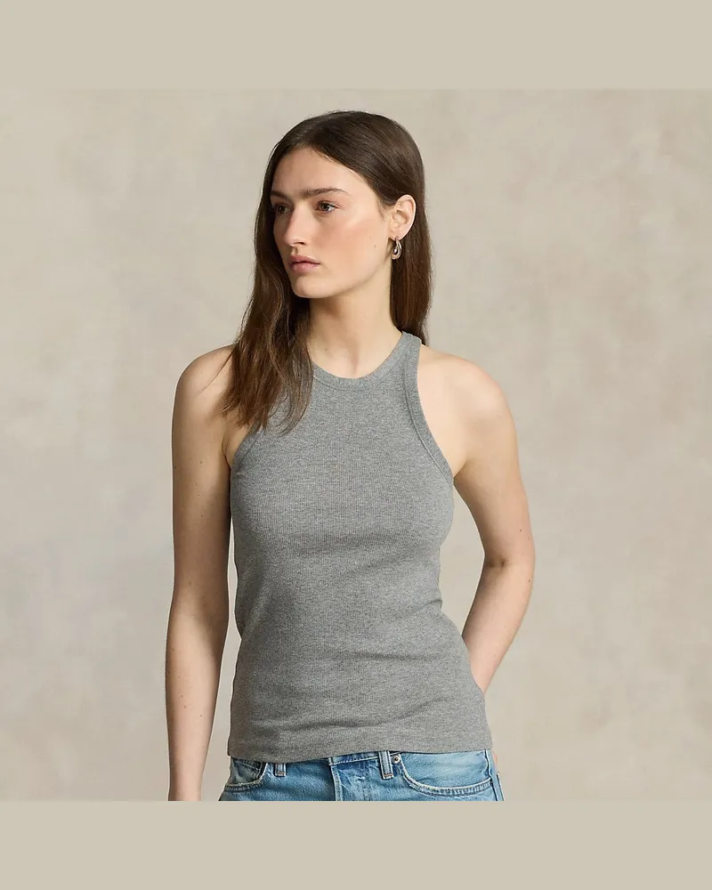 Ralph Lauren Geripptes Baumwoll-Tanktop Grey