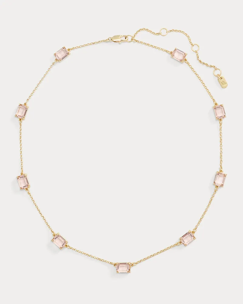 Ralph Lauren Vergoldete Station-Halskette mit Steinen Gold