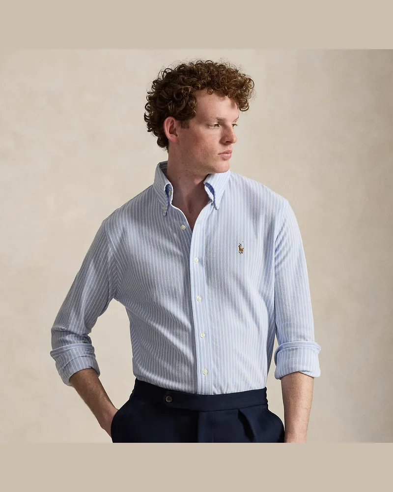 Ralph Lauren Baumwollpiqué-Oxfordhemd mit Streifen Blue