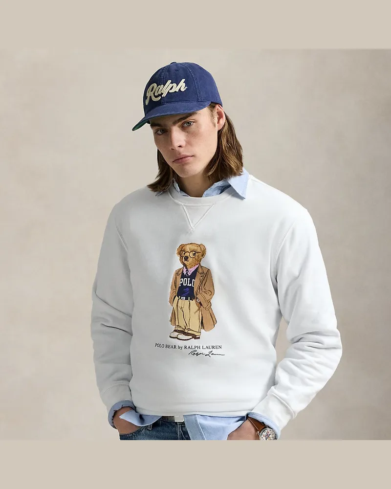 Ralph Lauren Fleece-Sweatshirt mit Polo Bear White