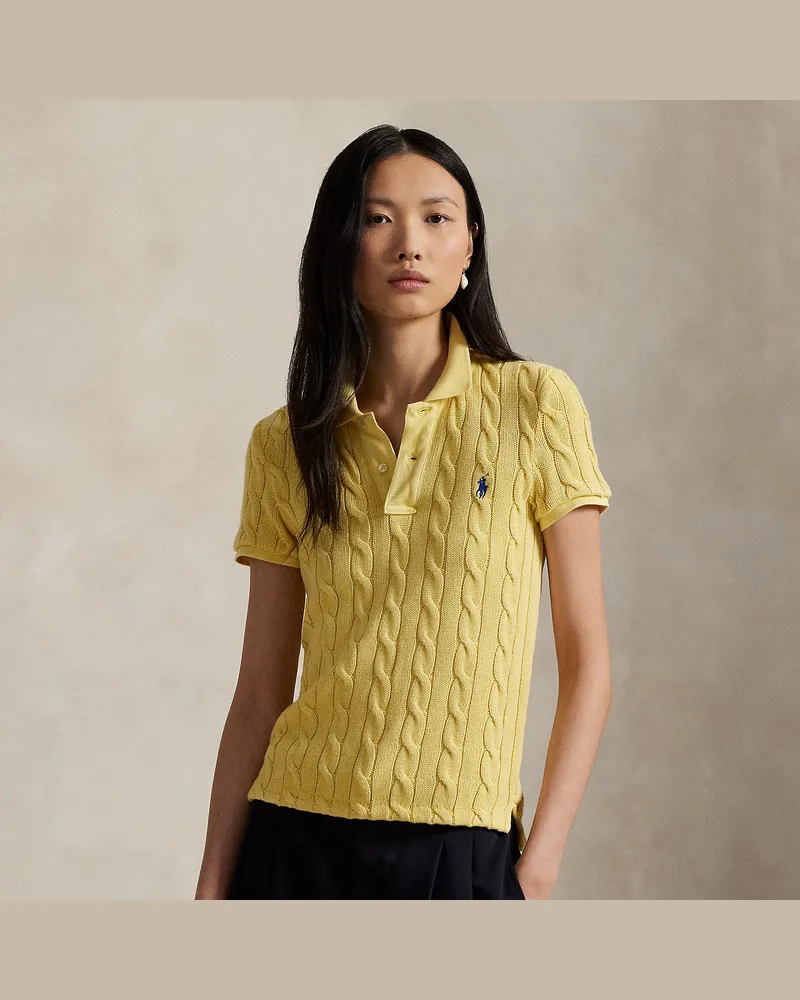 Ralph Lauren Poloshirt mit Zopfmuster Yellow