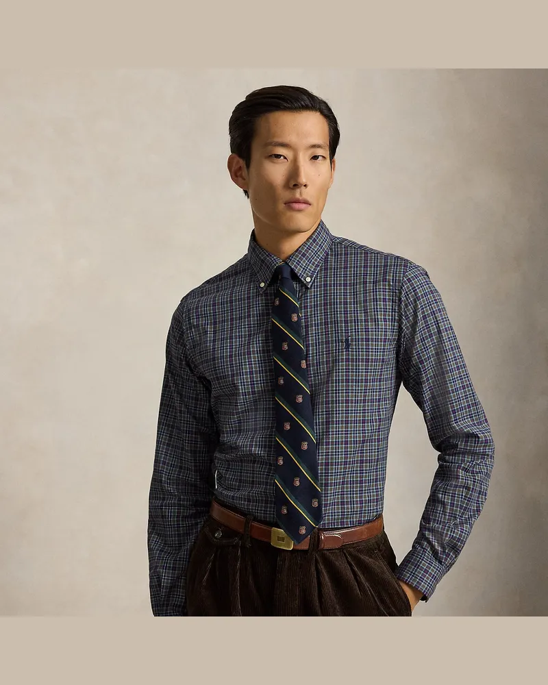 Ralph Lauren Kariertes Custom-Fit-Hemd aus Twill Blue