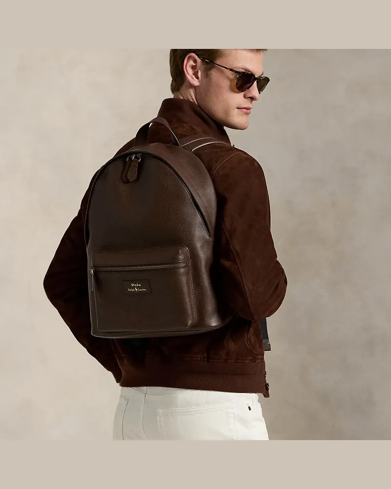 Ralph Lauren Rucksack aus Narbenleder Brown