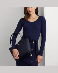 Ralph Lauren Schraffierte Ledertragetasche Karly Blue