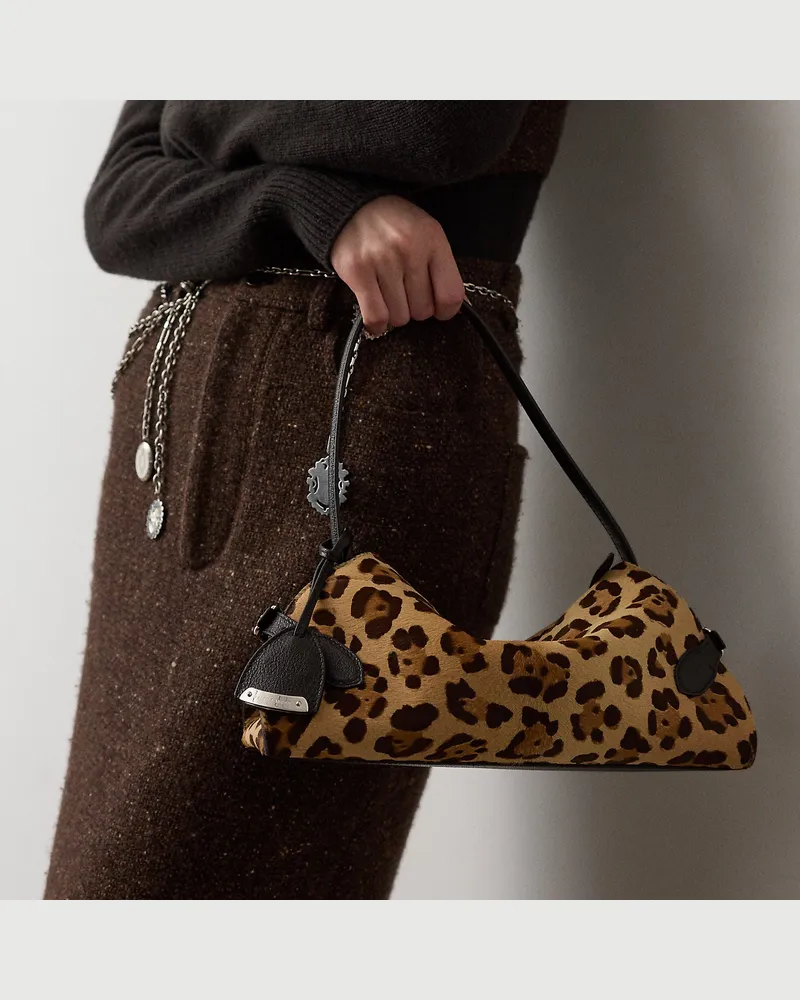 Ralph Lauren Kleine Kalbsfell-Schultertasche  Ralph Lauren Brown