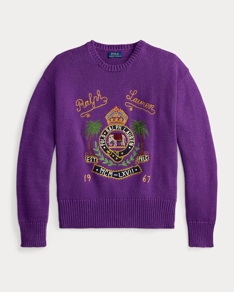 Ralph Lauren Bestickter Baumwollpullover Purple