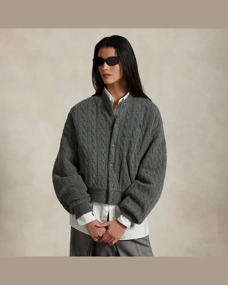 Ralph Lauren Woll-Kaschmir-Bomberjacke mit Zopfmuster Grey