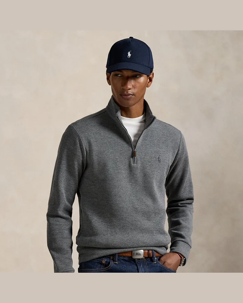 Ralph Lauren Piqué-Pullover mit Viertelreißverschluss Grey