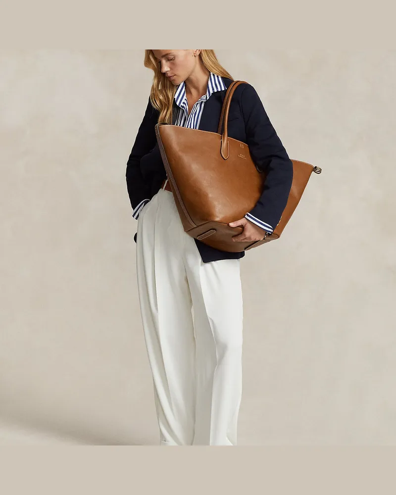Ralph Lauren Große Tragetasche Bellport aus Leder Tan