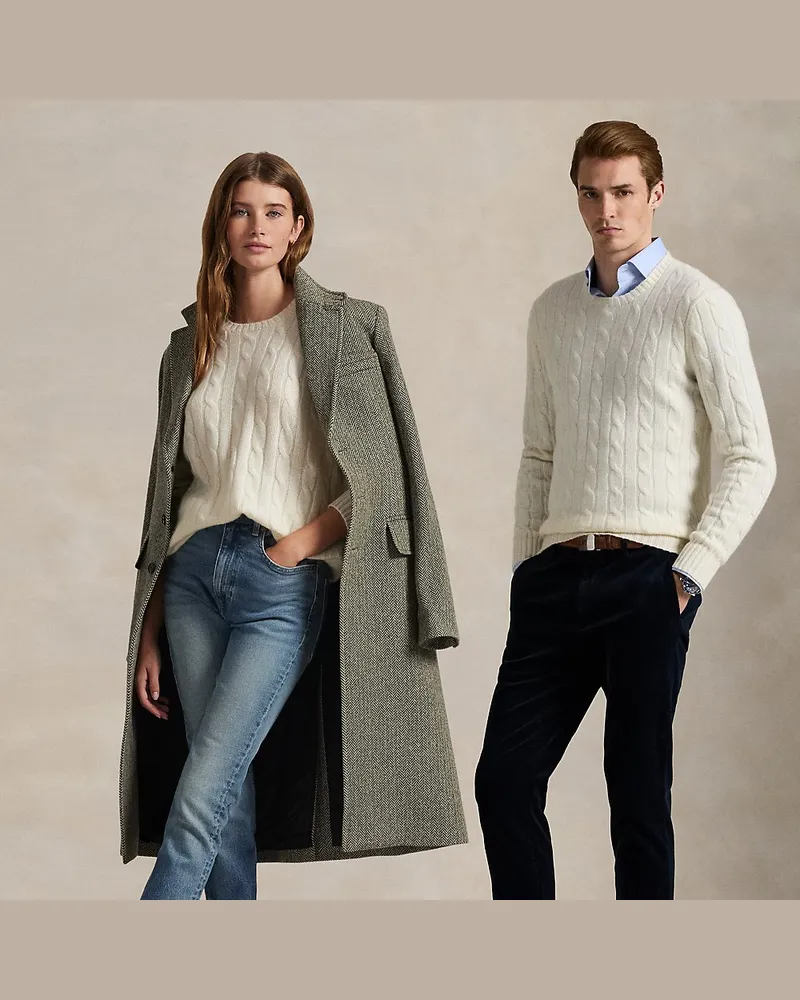 Ralph Lauren Der Kaschmirpullover mit Zopfmuster Cream