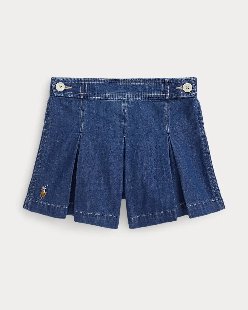Ralph Lauren Indigoblaue Denim-Shorts mit Falten Blue