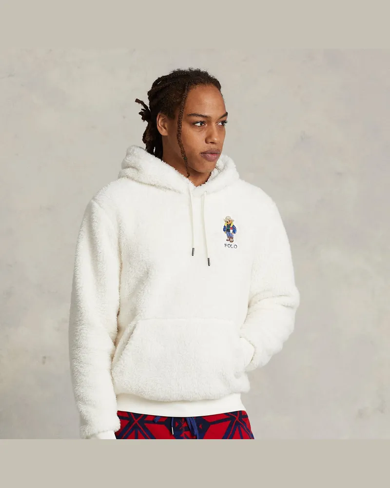 Ralph Lauren Fleece-Kapuzenpullover mit Polo Bear Cream