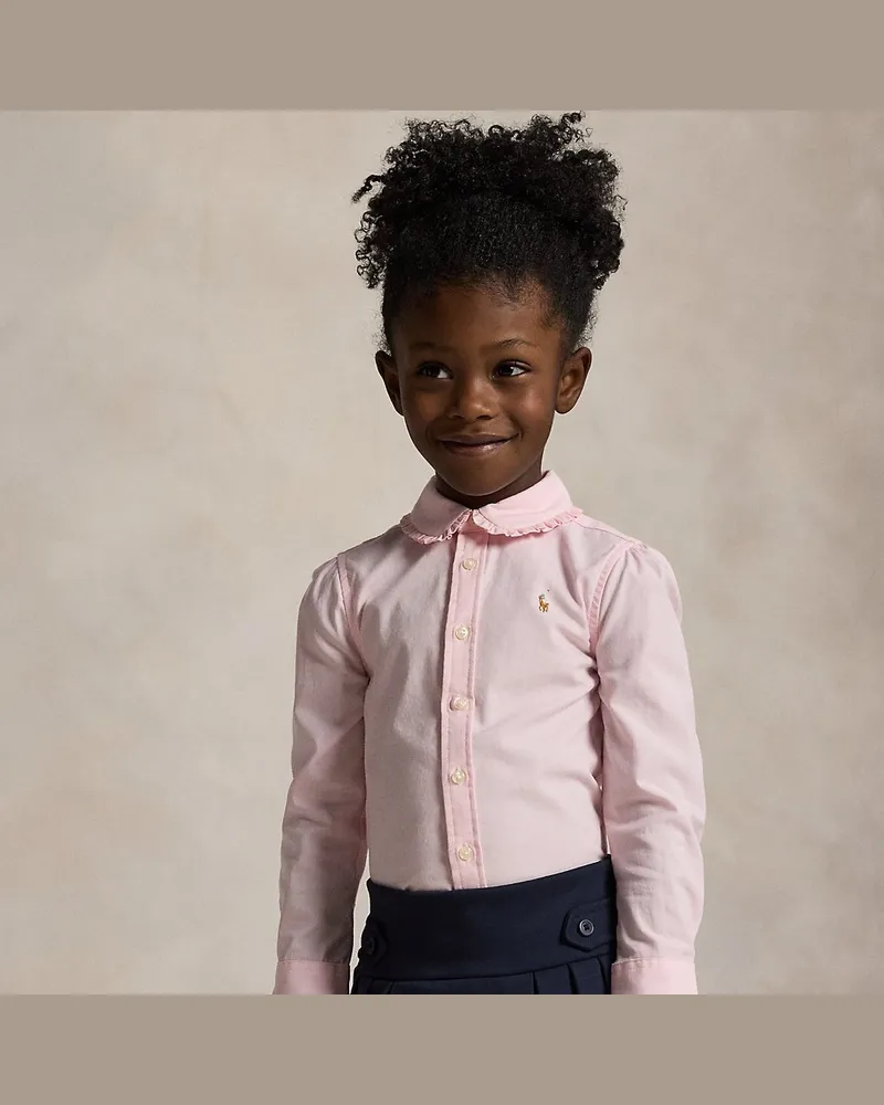 Ralph Lauren Rüschenbluse aus Baumwolloxford Pink
