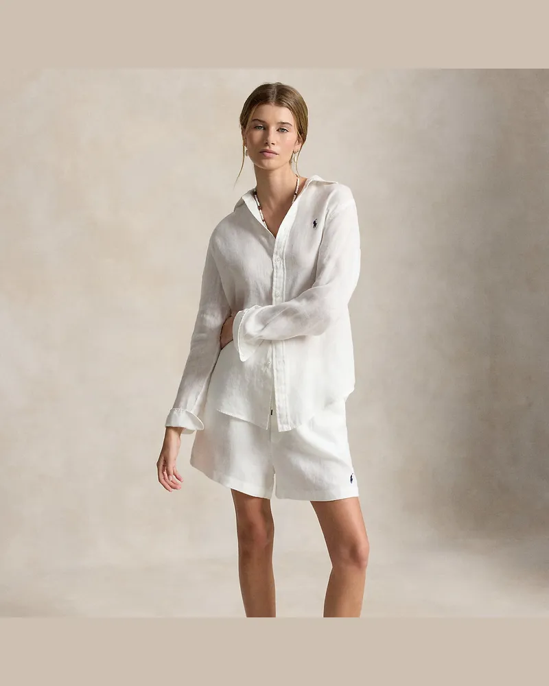 Ralph Lauren Tunnelzug-Shorts aus Leinen White