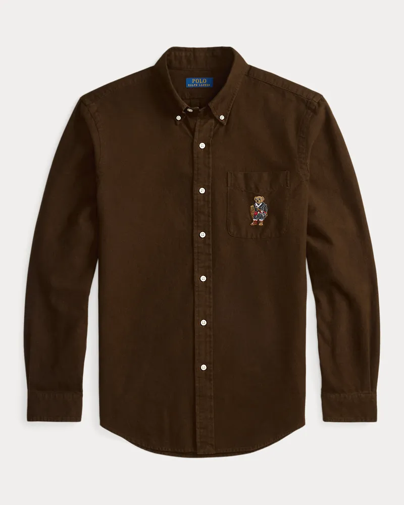 Ralph Lauren Custom-Fit Oxfordhemd mit Polo Bear Brown
