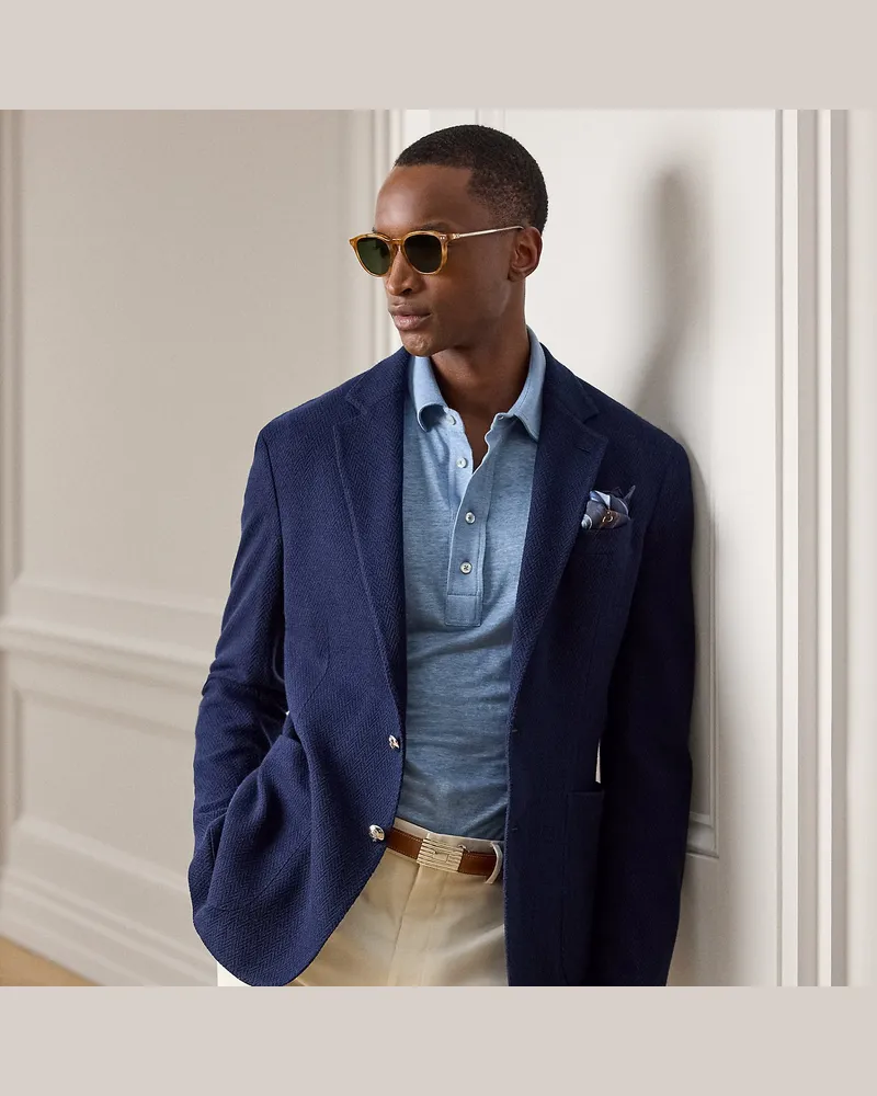 Ralph Lauren Handgeschneiderte Fischgratjacke Hadley Blue