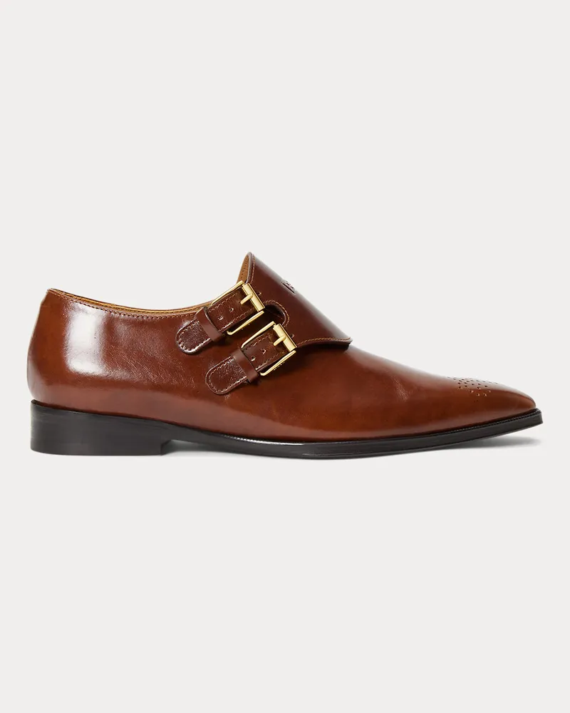 Ralph Lauren Leder-Loafer mit doppeltem Monkstrap Brown