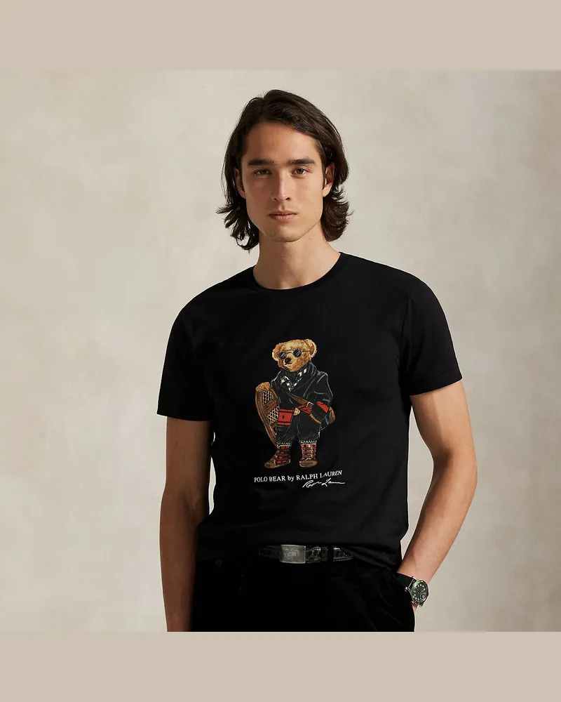 Ralph Lauren Custom-Slim-Fit T-Shirt mit Polo Bear Black