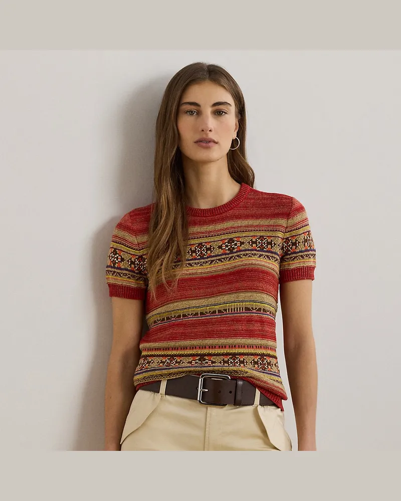 Ralph Lauren Kurzärmliger Pullover mit Geo-Streifen Red