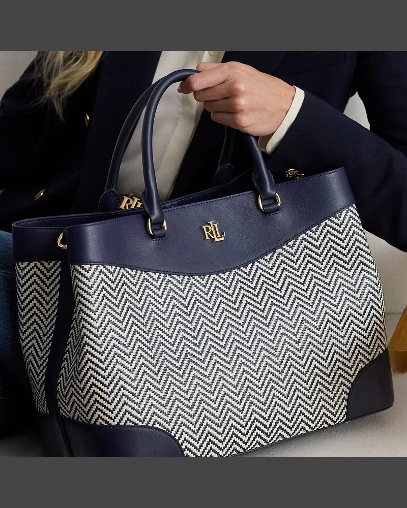 Ralph Lauren Große Hahnentritt-Umhängetasche Marcy Blue
