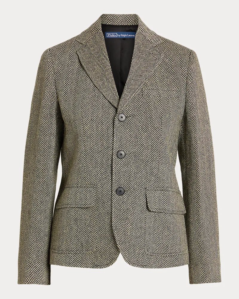 Ralph Lauren Einreihiger Blazer mit Fischgratmuster Black