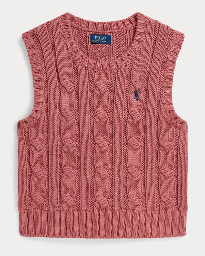 Ralph Lauren Baumwollpullunder mit Zopfmuster Pink