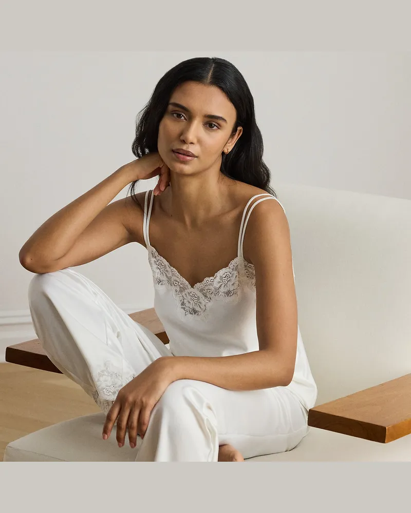 Ralph Lauren Satin-Pyjama mit Trägertop White