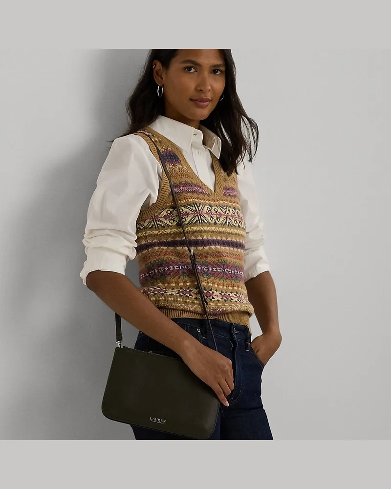 Ralph Lauren Mittelgroße Leder-Umhängetasche Landyn Green