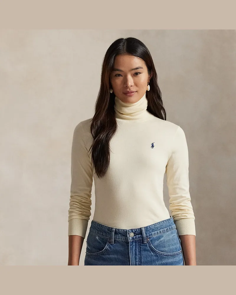 Ralph Lauren Rollkragenpullover aus Baumwollstrick White
