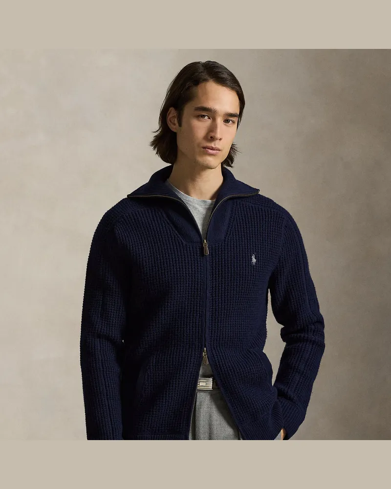 Ralph Lauren Strickjacke aus Waffelpiqué Blue