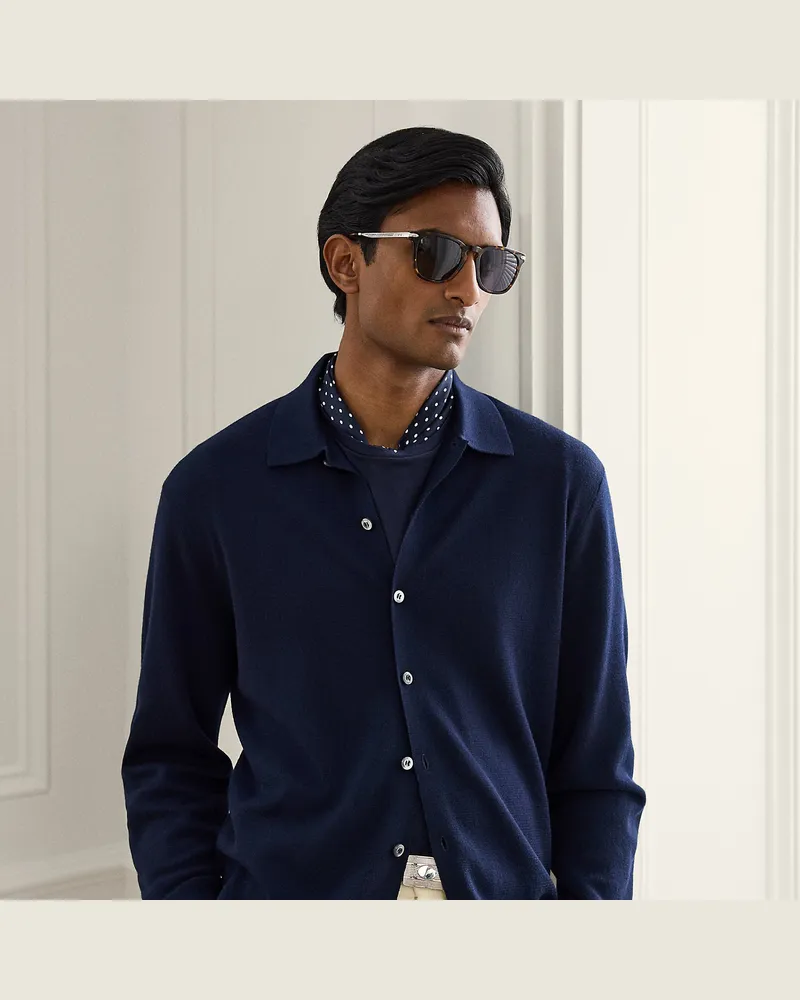 Ralph Lauren Polo-Strickjacke aus Wolle Blue