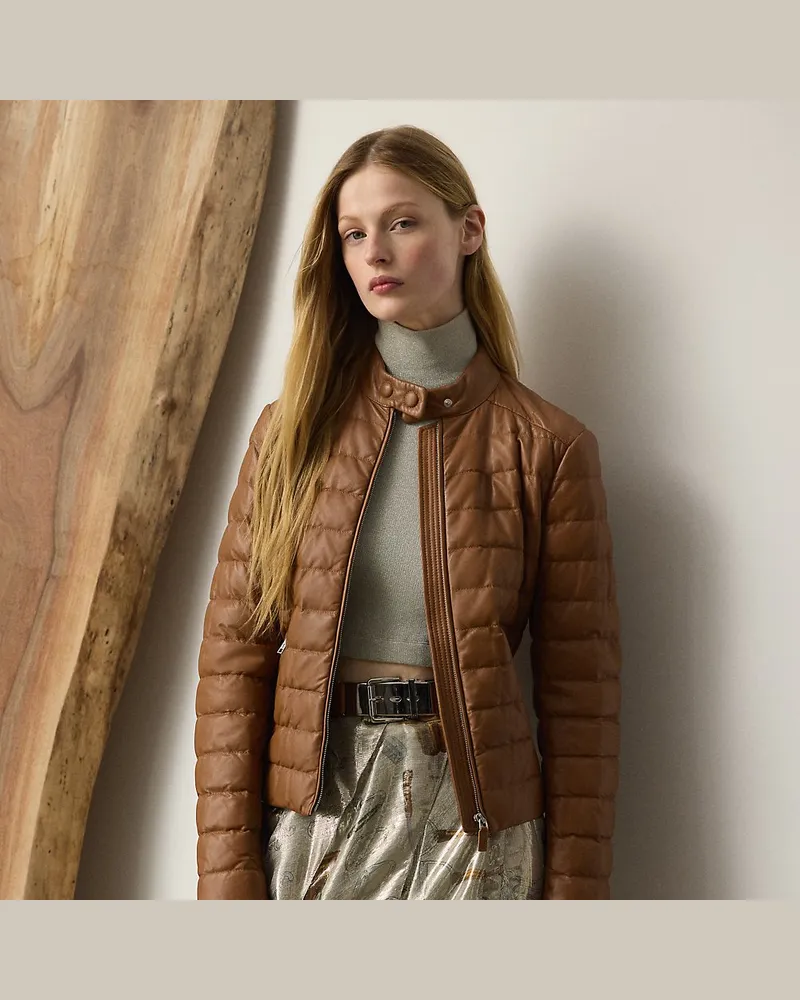 Ralph Lauren Gesteppter Lammleder-Daunenmantel Roslin Brown