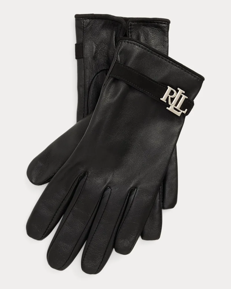 Ralph Lauren Schafleder-Funktionshandschuhe mit Logo Black