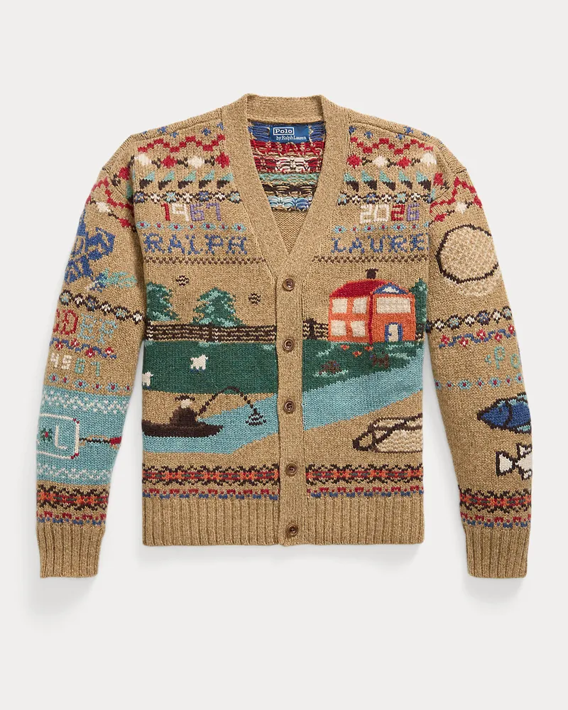 Ralph Lauren Relaxed-Fit Wollstrickjacke mit Motiv Tan