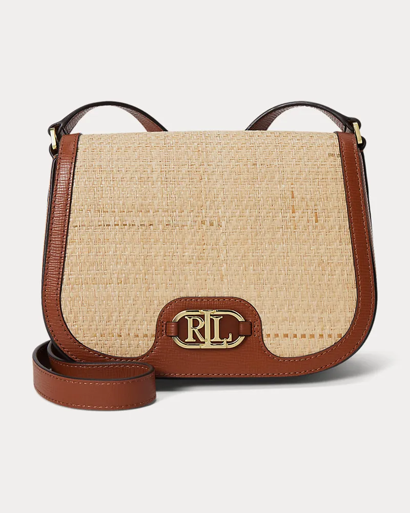 Ralph Lauren Umhängetasche Rylan aus Bast und Leder Natural
