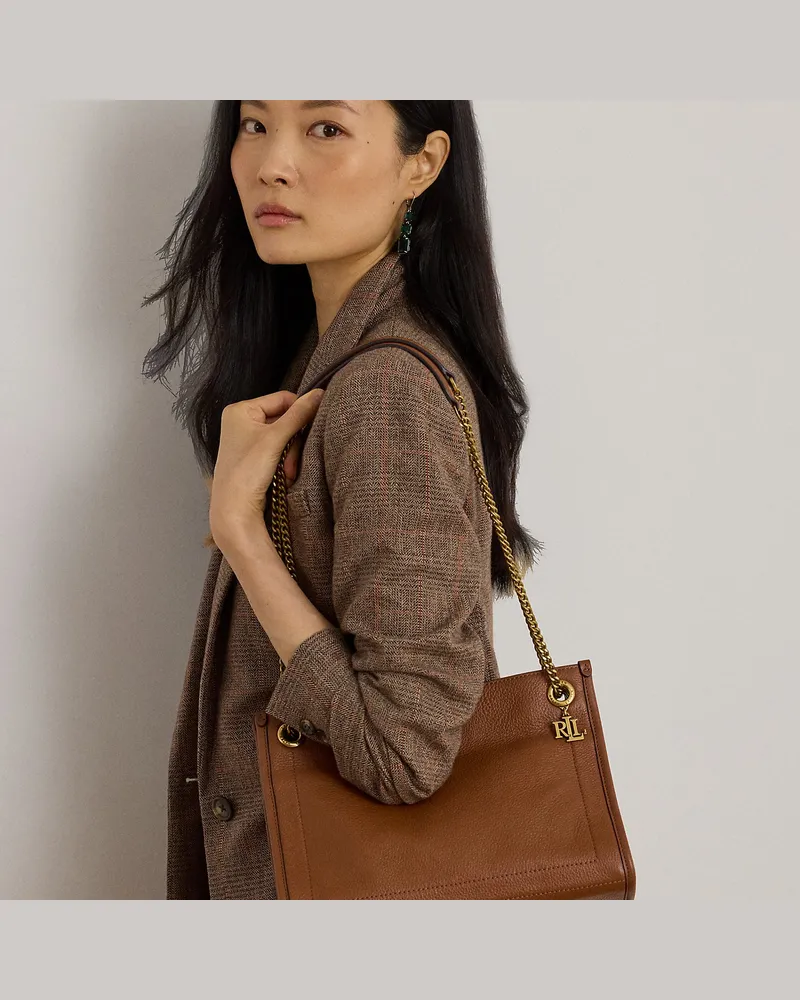 Ralph Lauren Tragetasche Bradley aus Narbenleder Brown