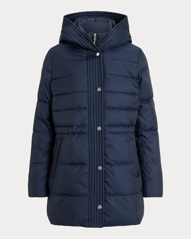 Ralph Lauren Hooded Quilted Vestee Down Coat Blue