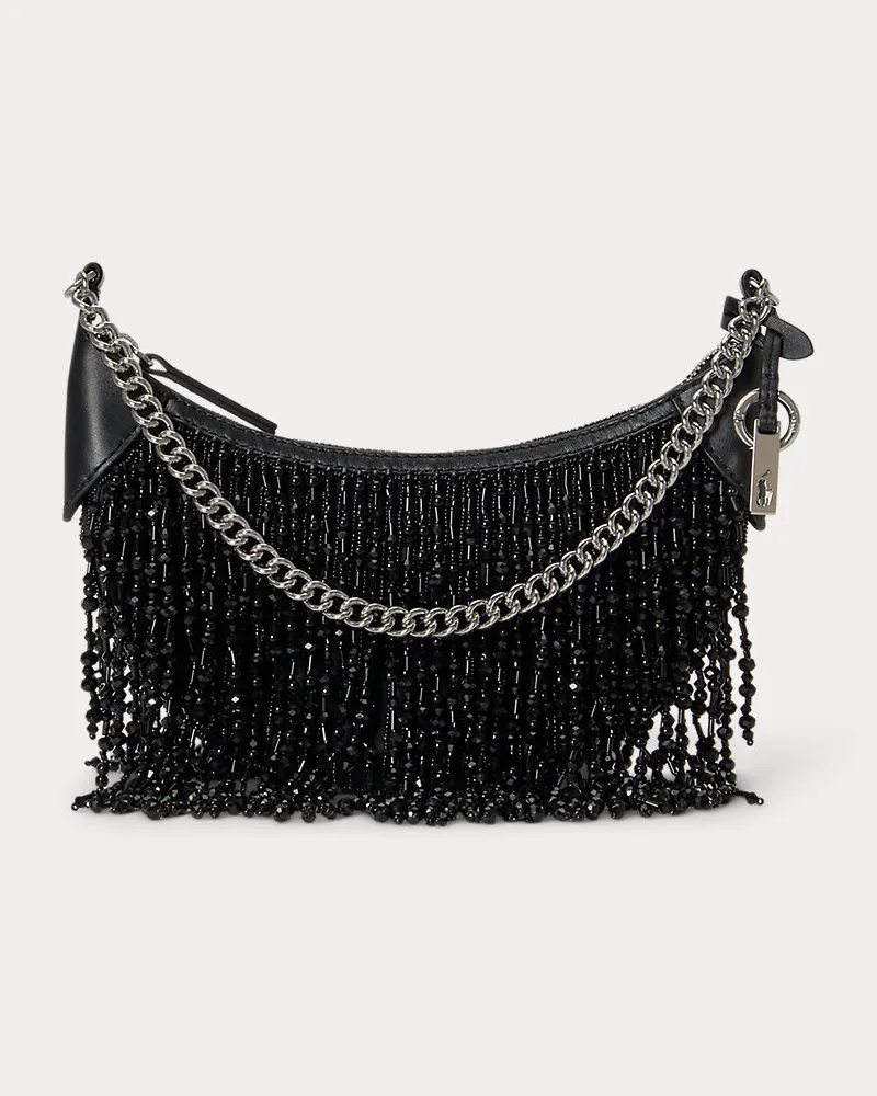 Ralph Lauren Mini-Tasche Polo ID mit Kette und Perlen Black