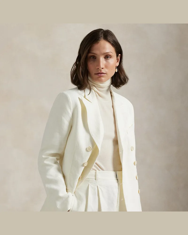 Ralph Lauren Zweireihiger Blazer aus Hanf White